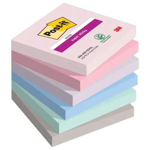6 Bloc notes Super Sticky Collection Soulful - 76 x 76 mm - 90 feuilles - Post-It