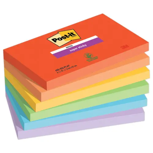 6 Blocs notes Super Sticky Collection Playful - 76 x 127 mm - 90 feuilles - Post-It 