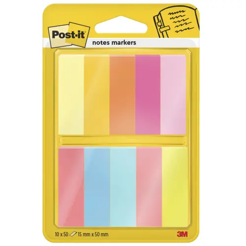 10 Blocs de 50 marque-pages papier - Couleurs assorties - Post-It 