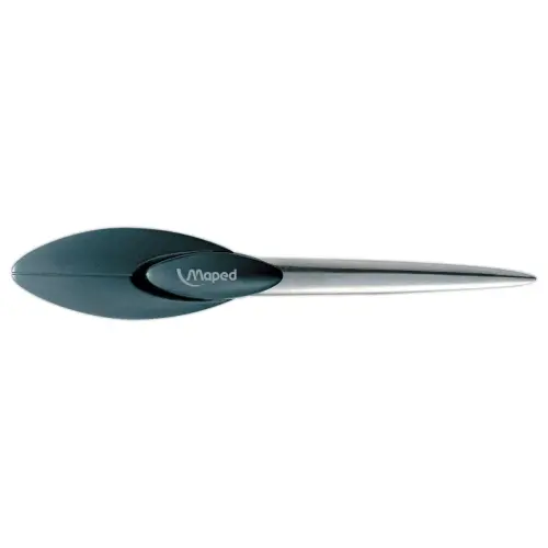 Ouvre-lettres classique manche ergonomique  en plastique noir, 17 cm 