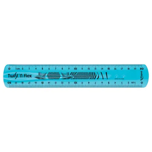 R&egrave;gle de bureau double plate en plastique souple et r&eacute;sistant - 20 cm 