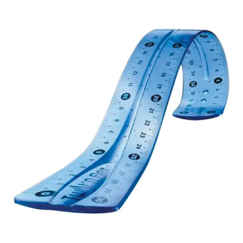 R&egrave;gle de bureau double plate en plastique souple et r&eacute;sistant - 20 cm 