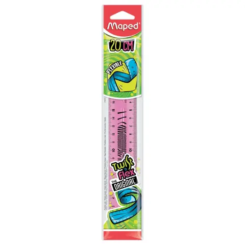 R&egrave;gle de bureau double plate en plastique souple et r&eacute;sistant - 20 cm 