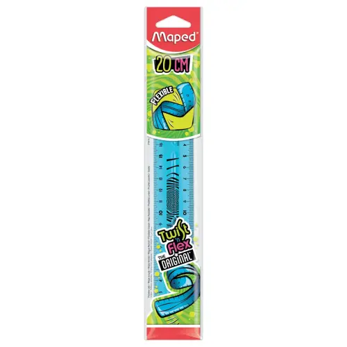 R&egrave;gle de bureau double plate en plastique souple et r&eacute;sistant - 20 cm 