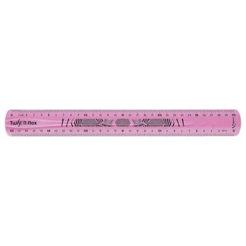 Règle de bureau double plate en plastique souple et résistant - 30 cm