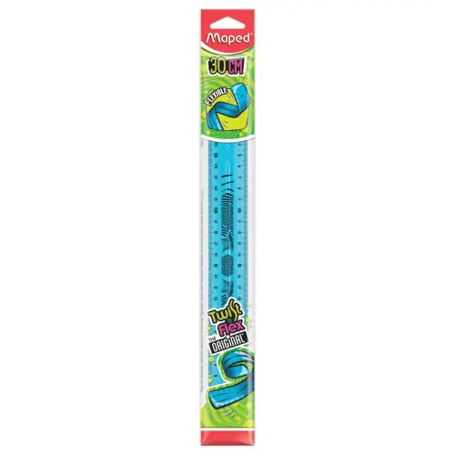Règle de bureau double plate en plastique souple et résistant - 30 cm