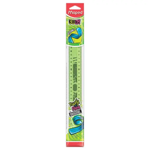 Règle de bureau double plate en plastique souple et résistant - 30 cm