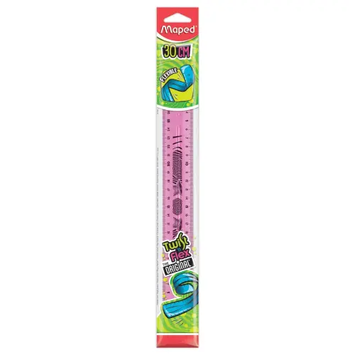 Règle de bureau double plate en plastique souple et résistant - 30 cm