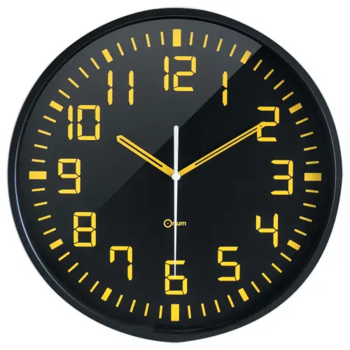 Horloge analogique - Cadran noir et chiffres jaunes - ORIUM 