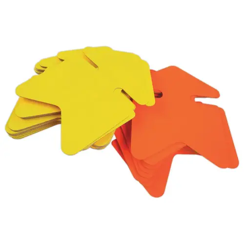 25 Etiquettes carton forme flêche jaune/orange 160x 240 mm - Boite de 25