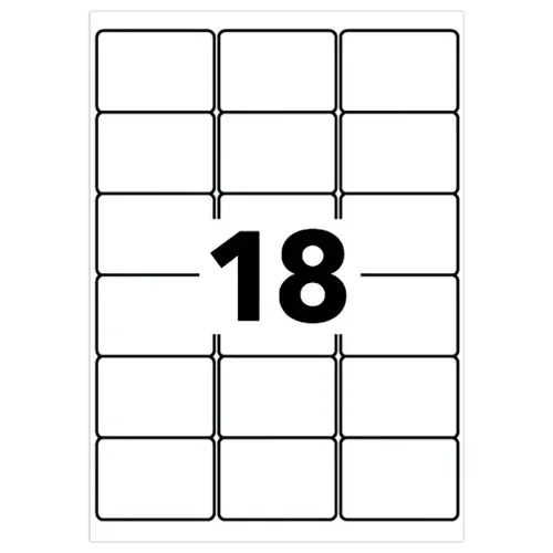 100 planches de 18 &eacute;tiquettes laser AVERY 63,5x46,6mm soit 1800 &eacute;tiq/bo&icirc;te 