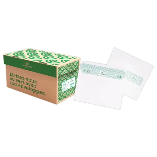 200 Enveloppes C5 blanches recyclées 80gr/m² bande protec fenêtre 45x100