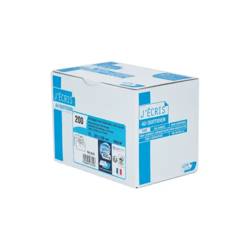 200 Enveloppes blanches C5 100g fenêtre 45x100mm bande de protection