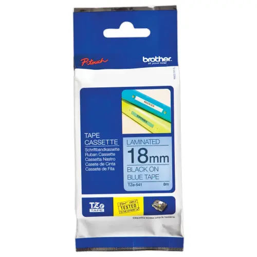 Ruban pour titreuse BROTHER TZE 541 18mm bleu impression noir