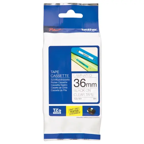 Ruban pour titreuse BROTHER TZE 161 36mm transparent impression noir