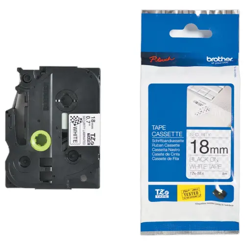 Ruban pour titreuse BROTHER TZE SE4 18mm s&eacute;curitaire 