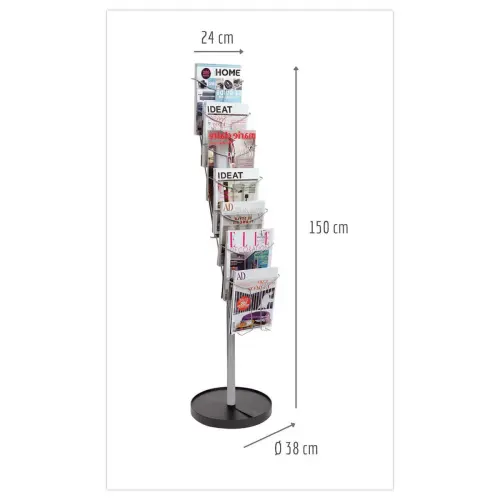 Présentoir sur pied en fil métal 7 compartiments