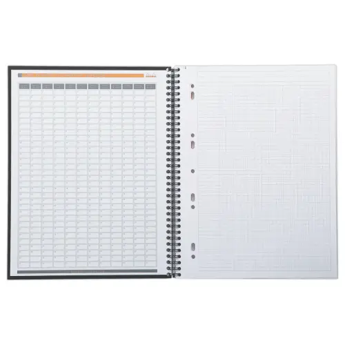 Cahier couverture carton 160 pages A4+5x5. Noir