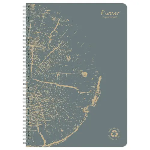 Cahier recyclé à spirales pages A4 ligné.