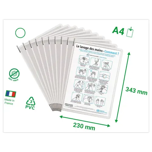10 Poches antimicrobiennes à pivot - Blanc - TARIFOLD