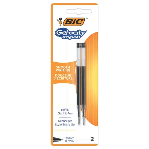 2 Recharges stylo Gel-ocity - Pointe moyenne - Noir - BIC