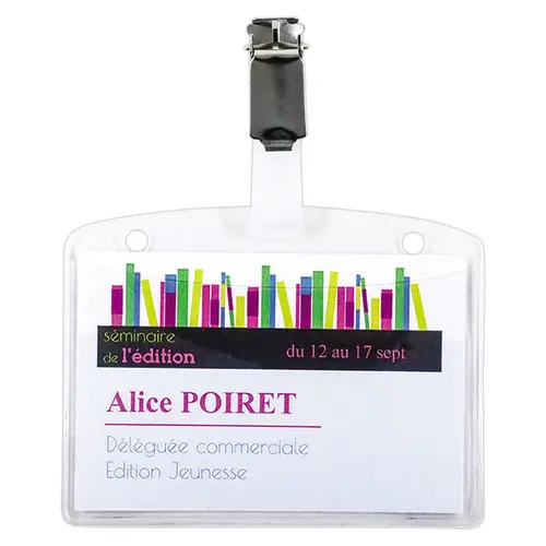 25 Porte- badges à clip métal 9 x 6 cm