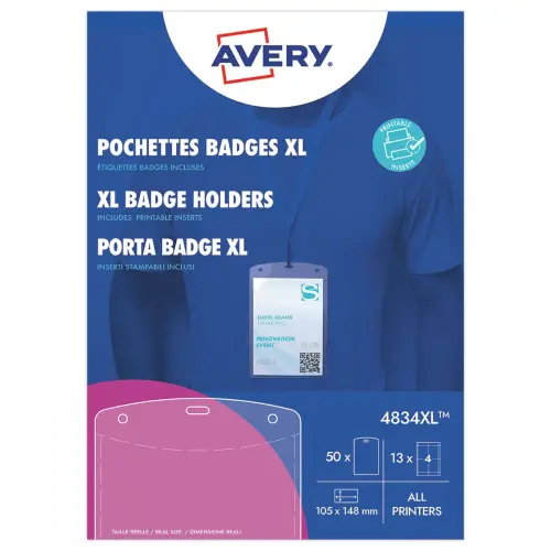 50 Pochettes pour badges - A6 - AVERY