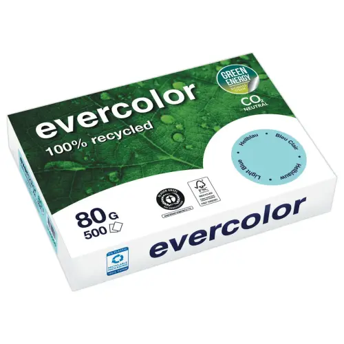 Ramette de 500 feuilles de papier recycl&eacute; EVERCOLOR A4 80g 