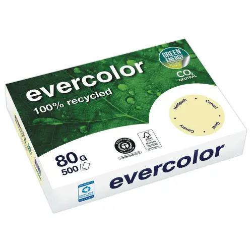 Ramette de 500 feuilles de papier recyclé EVERCOLOR A4 80g