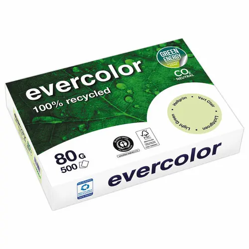 Ramette de 500 feuilles de papier recycl&eacute; EVERCOLOR A4 80g 