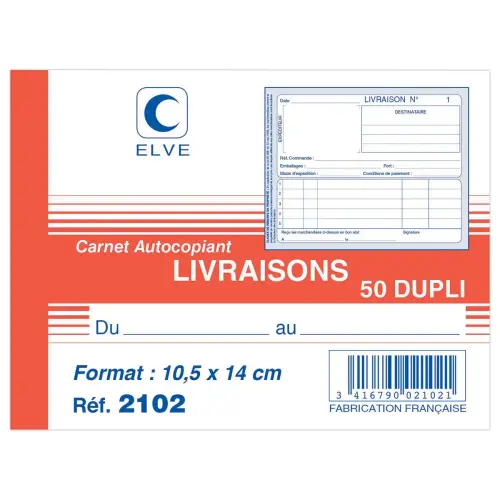 Carnet "Livraisons" - A6 - 50 dupli