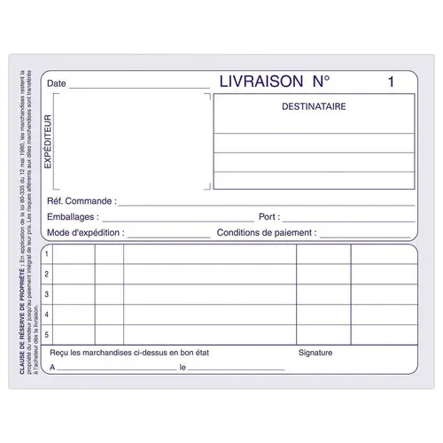 Carnet "Livraisons" - A6 - 50 dupli