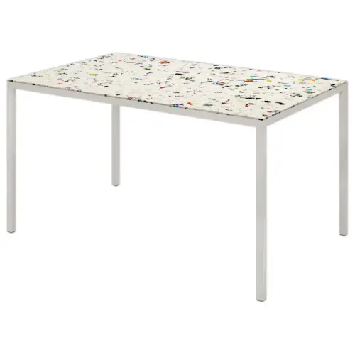 Table rectangulaire 140x90 cm MAHAUT décore FLOREAL recyclée