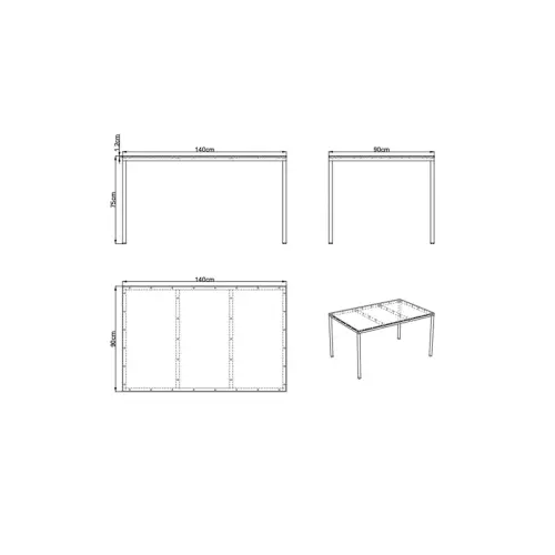 Table rectangulaire 140x90 cm MAHAUT décore FLOREAL recyclée