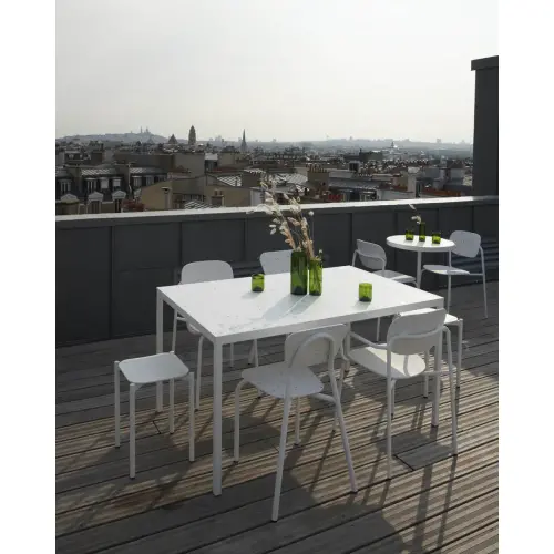 Table rectangulaire 140x90 cm MAHAUT décore FLOREAL recyclée