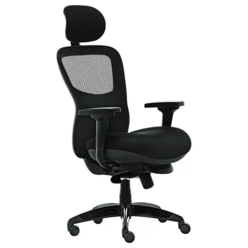 Siège de bureau synchrone ATHOS 01 - Noir et dos résille - Monté
