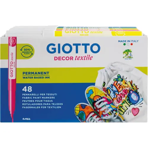Feutre GIOTTO pour textile - coloris assortis - lot de 48