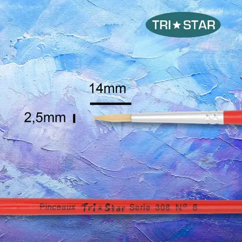 Brosse ronde n&deg;8 - OZ - en soie - peinture acrylique et &agrave; l'huile 