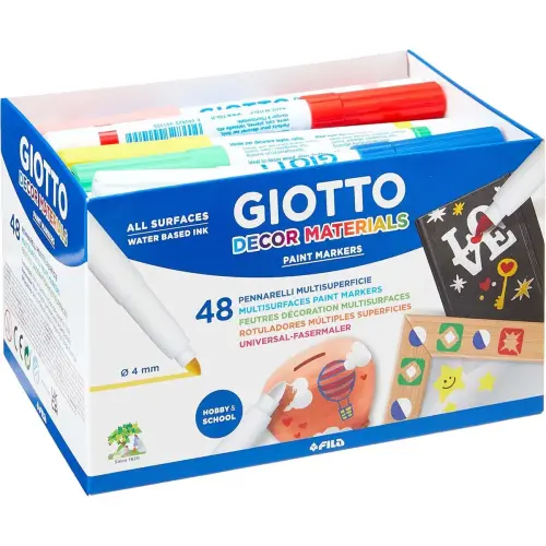 Feutre GIOTTO pour décor à base d'eau multisupport - coloris assortis - lot de 48