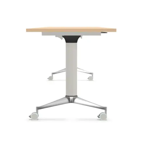 Table rectangulaire rabattable avec roulettes - 180 x 70 cm - Hêtre et alu