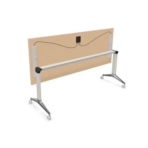 Table rectangulaire rabattable avec roulettes - 180 x 70 cm - Hêtre et alu