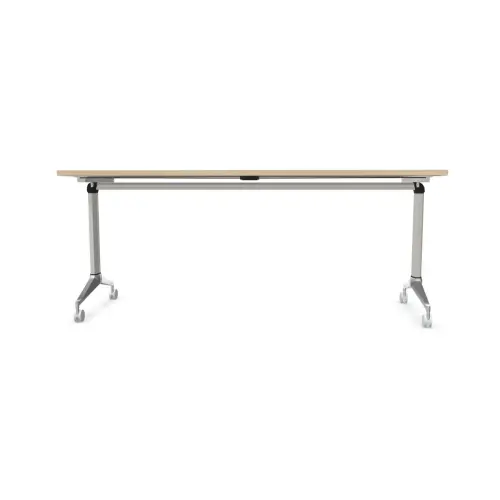 Table rabattable avec roulettes - Acacia clair et aluminium - 180x70 cm