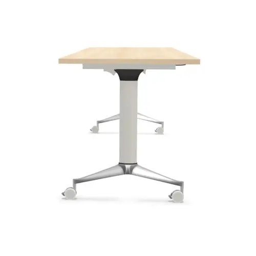 Table rabattable avec roulettes - Acacia clair et aluminium - 180x70 cm