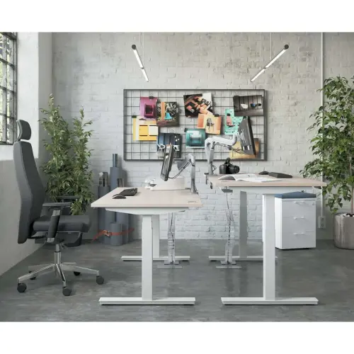 Bureau BERNE &eacute;lectrique 160 x 80 acacia/blanc 