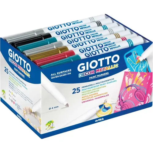 Feutre GIOTTO pour d&eacute;cor &agrave; base d'eau multisupport - coloris assortis - lot de 25 