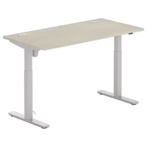 Bureau électrique BERNE – 160 x 80 cm – Plateau acacia et pieds alu – Fiducial