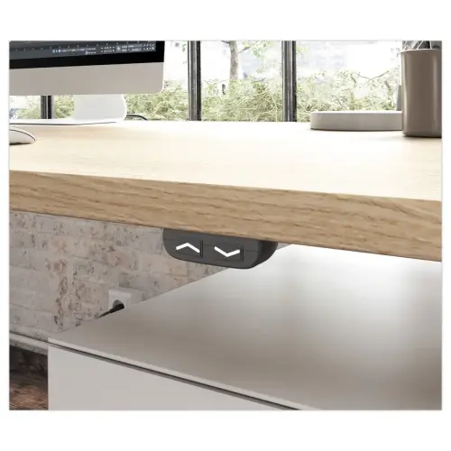 Bureau électrique BERNE – 160 x 80 cm – Plateau acacia et pieds alu – Fiducial