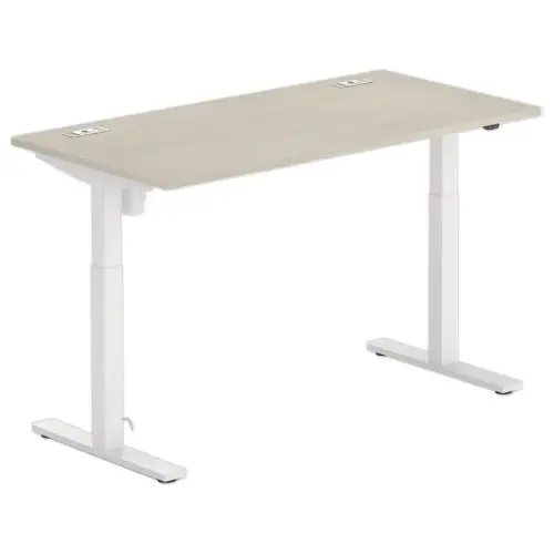 Bureau BERNE &eacute;lectrique 160 x 80 acacia/blanc boitier simple 