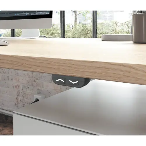 Bureau BERNE &eacute;lectrique 160 x 80 acacia/blanc boitier simple 