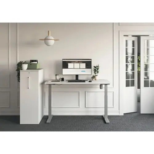 Bureau BERNE &eacute;lectrique 160 x 80 blanc/alu boitier simple 